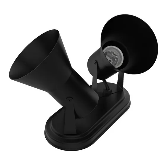 Lampara Pared Aplique 2 Luz Base Oval Negro E27 Spotsline