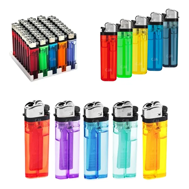 Kit Com 50 Isqueiro Transparente Acendedor Fogo - Isqueiros