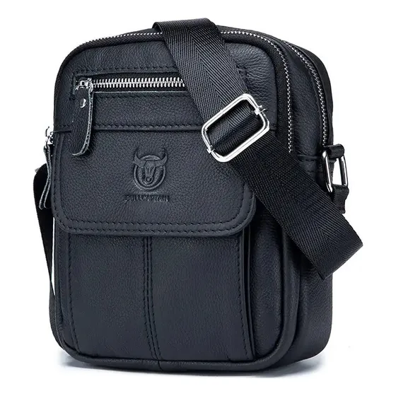 Bullcaptain - Morral De Cuero Mate Djb-016-bk Negro