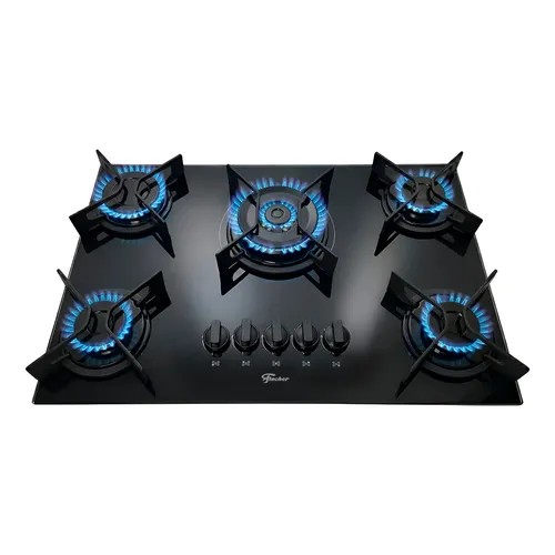 Fogão Cooktop Gás Fischer 5 Queimadores Tripla Chama Fit Line