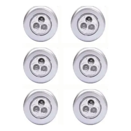 Kit 6 Luminaria 1 Toque Com 3 Leds Lanterna Com Fita Adesiva