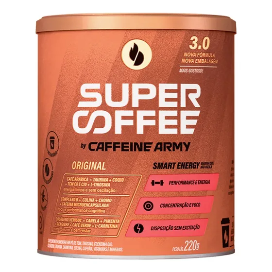 Super Coffee 220g Café Termogênico Zero Açúcar Caffeine Army