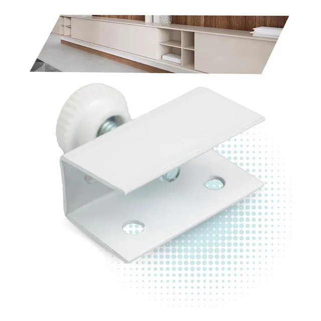 Sapata Pé Nivelador Regulável 1/4 Branco Chapa U 15mm - 8un