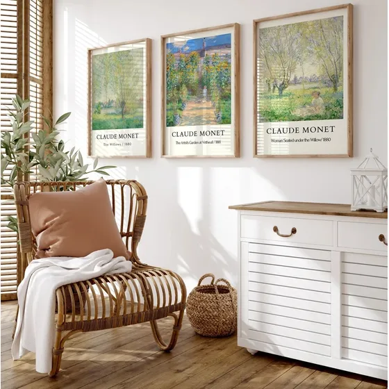 3 Cuadros Decorativos Living Clásicos Claude Monet Obras Art