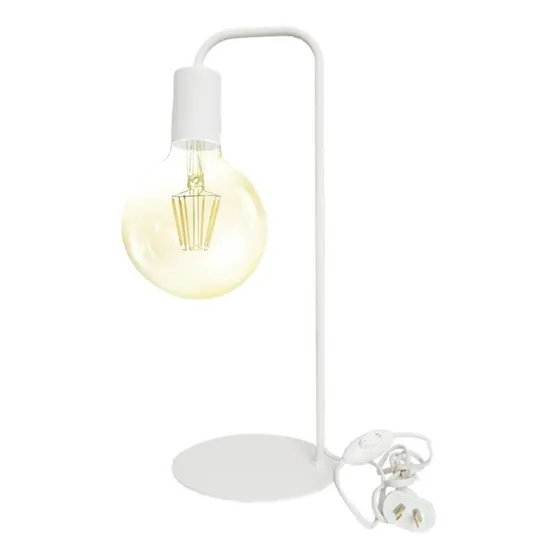 Velador Nórdico Con Lámpara Globo Vintage Blanco Cálido 8w