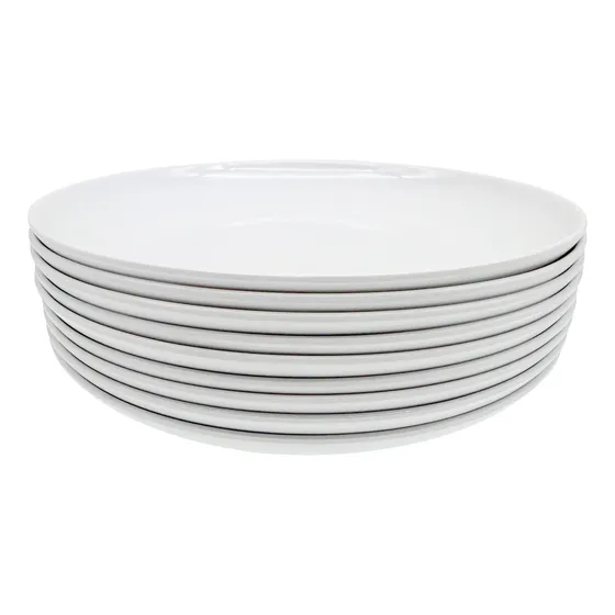 Pack 6 Plato Llano De Melamina Blanco Redondo 25cm Hogar