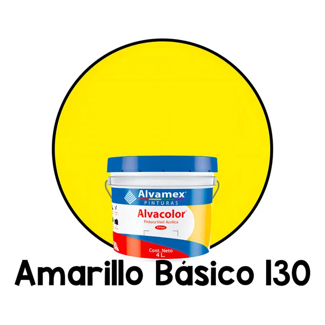 Pintura Vinilica Mate 4 Litros Alvacolor 4 Años Galón Int/ex Color Amarillo Básico
