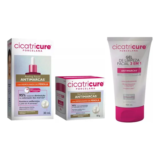 Cicatricure Porcelana Kit Completo Creme/serum/gel Antimarca
