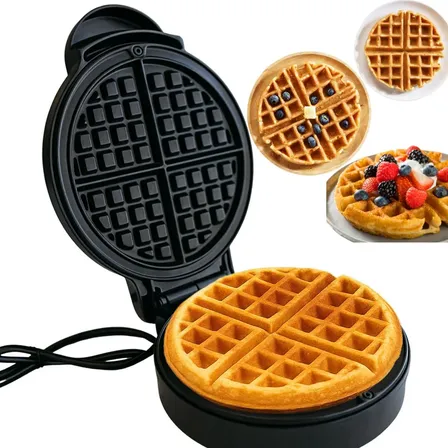 Maquina Waffle Elétrica Redonda Profissional Doméstica 1000w Preto 220v