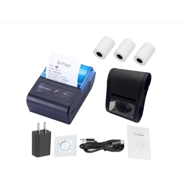 Impresora Térmica De Tickets Bluetooth 58mm Con Funda 3rolls