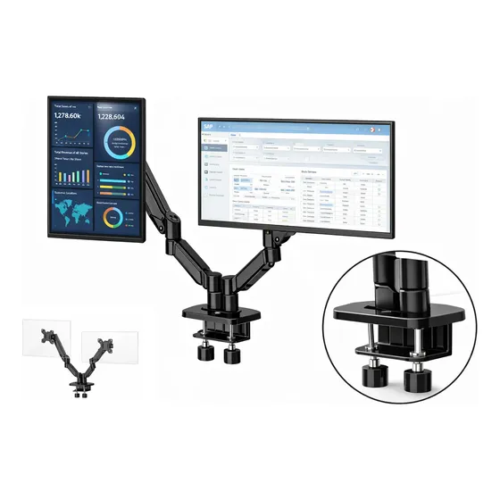 Suporte Duplo Articulado Mesa Monitor 13 A 32 Vesa Pistão