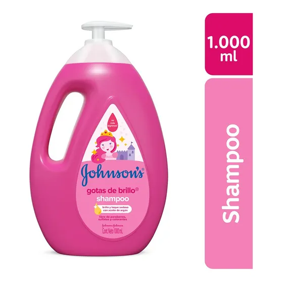 Shampoo Johnson's shampoo infantil Gotas de Brillo de aceite de argán en dosificador de 1000ML por 1 unidad