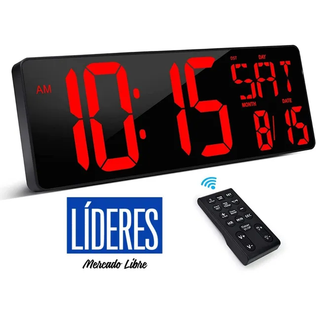 Reloj Digital Grande Con Cronómetro Control Remoto Alarma
