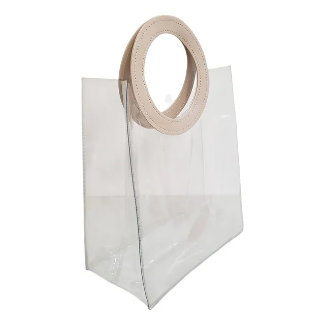 Sacola Transparente Grande Com Alça Bolsa Presente Pvc 26cm