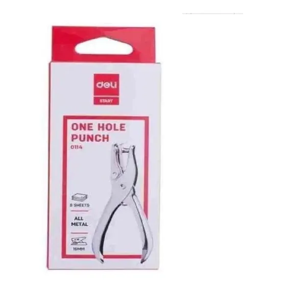 Sacabocado Perforadora Pinza 1 Agujero One Hole Color Plateado Marca Deli