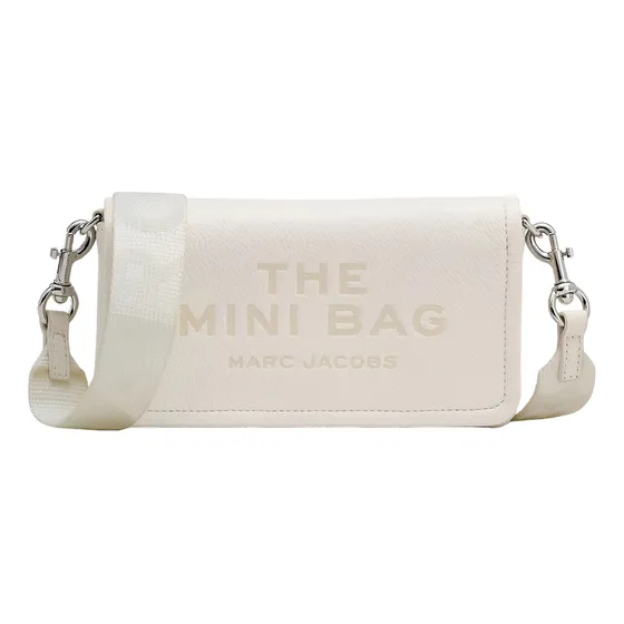 Bolsa Marc Jacobs The Leather Mini Bag 2s4smn08s02 Acabado De Los Herrajes Níquel Color Blanco Correa De Hombro Blanco Diseño De La Tela Lisa