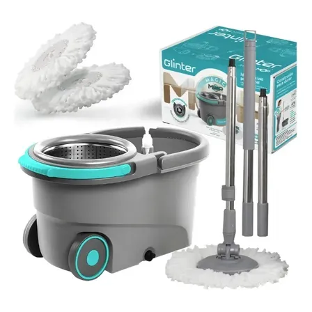 Mop Profissional Inox 16l Com 2 Refis De Microfibra Glinter