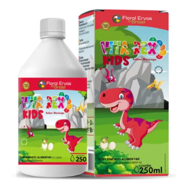 Vita Rex Kids Polivitamínico Infantil 250ml Floral Ervas Sabor Morango