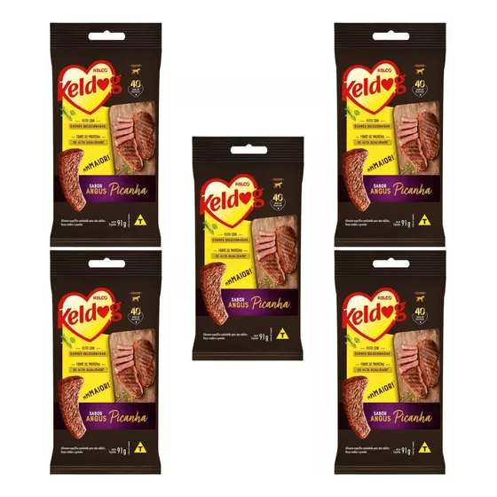 Kit C/5 Un. Bifinho Kelco Keldog Max Picanha Angus 91g