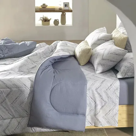 Jogo De Cama Queen Fred 100% Algodão 4 Peças Cinza Karsten Liso