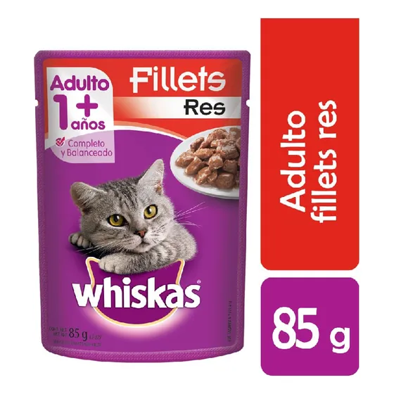 Whiskas Comida P/gato Adulto Alimento Húmedo Carne 85gr