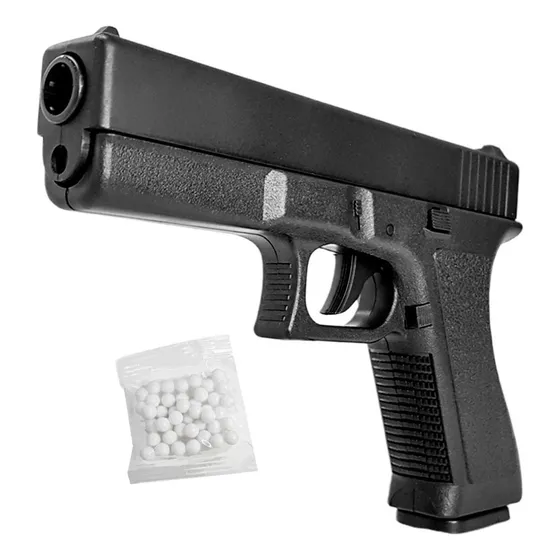 Pistola Airsoft Spring - Glock - Metal Y Polimero + Balines
