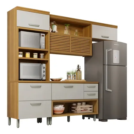Cozinha 3 Peças Modular Ripado Torre Quente Princesa 100% Mdf Nesher