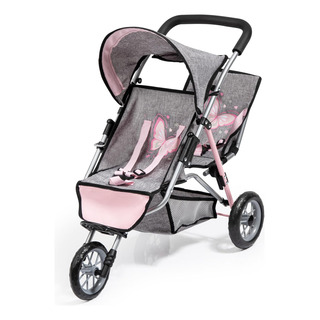 Jogger De 3 Rodas Bayer Design Dolls Twin, Cinza, Rosa Jogger De 3 Rodas Bayer Design Dolls Twin, Cinza, Rosa