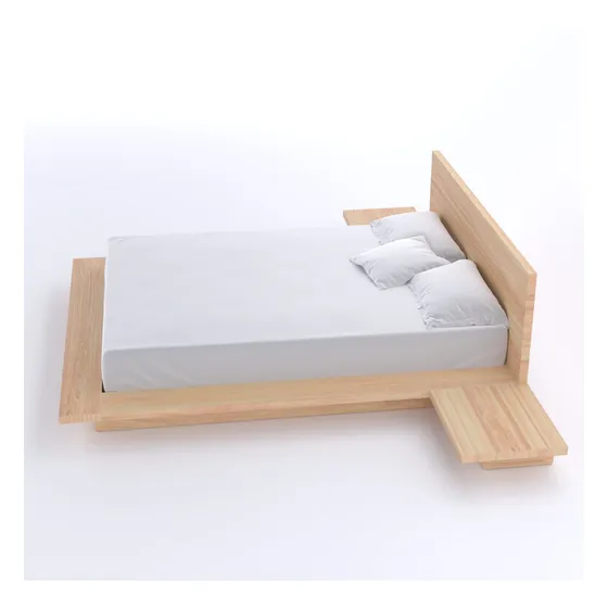 Juego Alcoba Cama Doble 140 Cm Madera Maciza Pino Canadiense