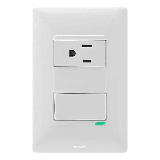 Toma Sencilla (2p+ T) + Interruptor Sencillo Futura Legrand Color Blanco