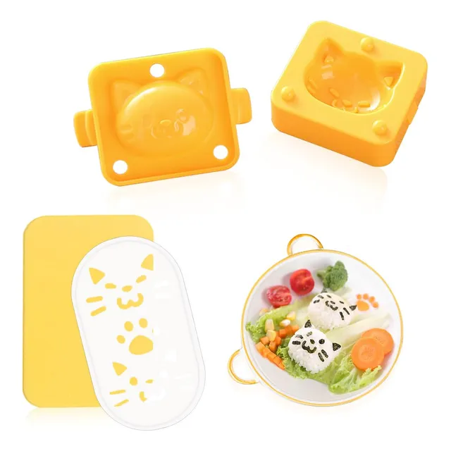 Molde Bola Arroz Para Gato Lindo Sushi Dibujo Animado Huevo
