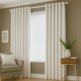 Cortina Sala/quarto 300x280 Tecido Oxford Para Varão Cor Branco