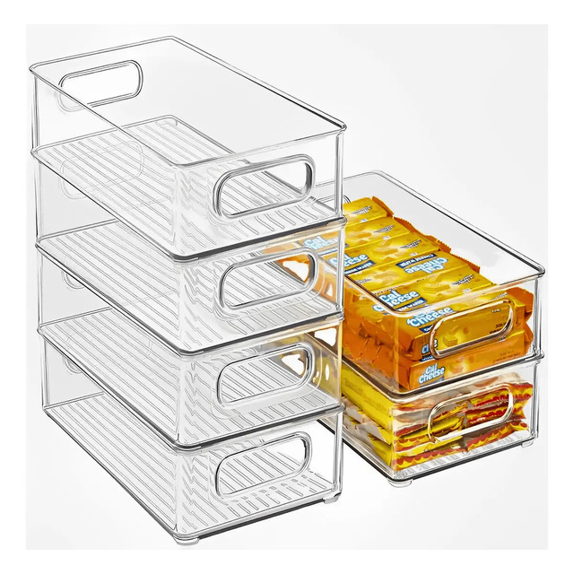 Organizador Geladeira Multiuso Armários Gavetas Kit Com 6 Cor Transparente