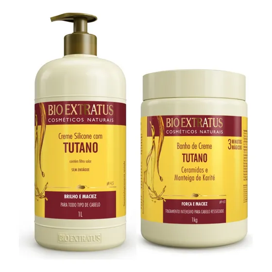 Kit Tutano Creme Silicone E Banho De Creme Bio Extratus 1l