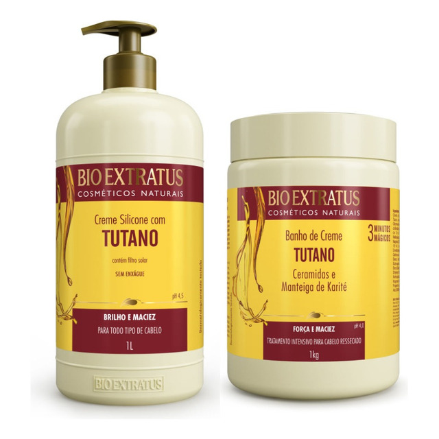 Kit Tutano Creme Silicone E Banho De Creme Bio Extratus 1l Kit Tutano Creme Silicone E Banho De Creme Bio Extratus 1l