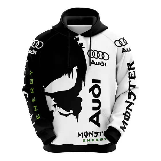 Moletom Masculino Uniforme Monster Skull Audi Moto Gp Branco