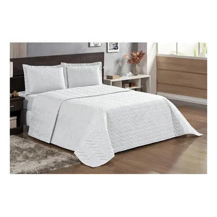 Kit Cobre Leito Ônix Enxovais Casal Queen Branco 3 Peças 100% Poliéster