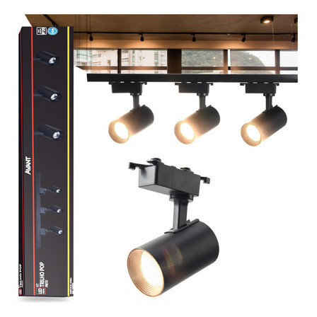 Kit Trilho Eletrificado 15w 3000k 1m Preto Com 3 Spots Led Branco Quente 251931405 - Avant Kit Trilho Eletrificado 15w 3000k 1m Preto Com 3 Spots Led Branco Quente 251931405 - Avant