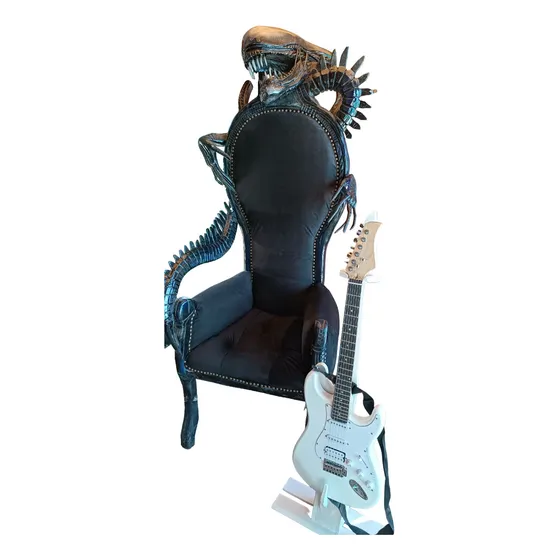 Sillón Trono Negro Alien Dark Goth Gótico Eventos Tatuajes