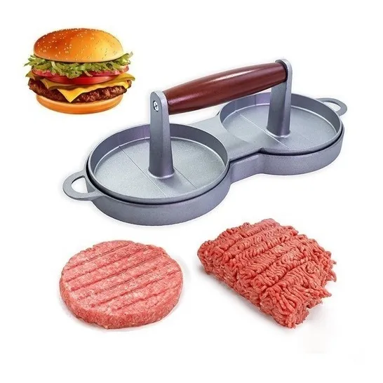 Molde Y Plancha Para Hamburguesas En Aluminio Color Plateado