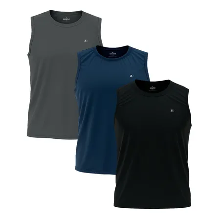 Kit 3 Camisas Regatas Dry-fit Masculina Sandrini Academia