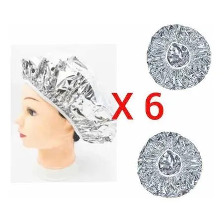 X 6 Gorros De Aluminio Reutilizable Para Tratamiento Capilar
