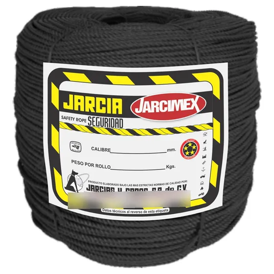Soga Cuerda Seguridad Negra Jarcimex Polipro Cal 8mm /740mts
