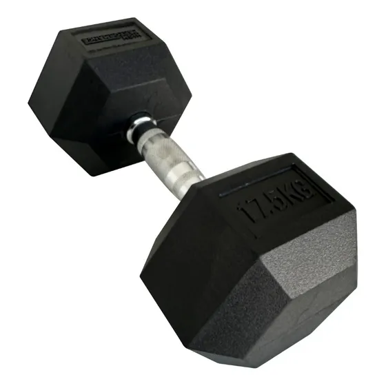 Mancuernas Hexagonales Engomada 17,5 Kg X Unidad. Mancuerna Color Negro
