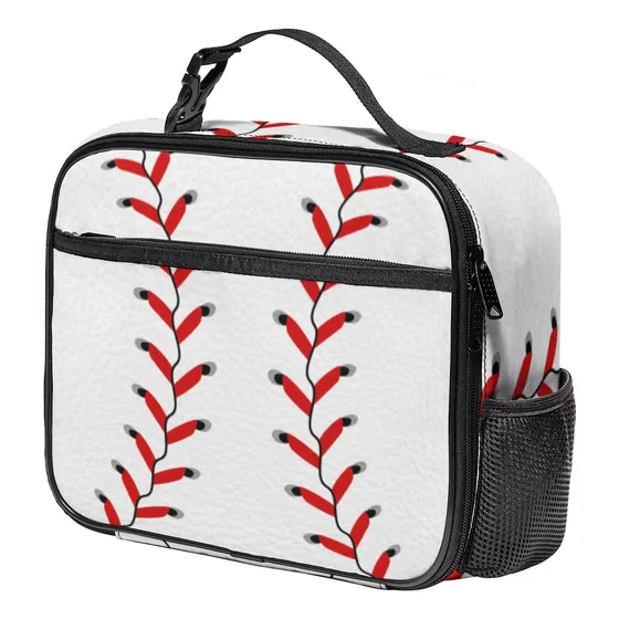Lonchera Beisbol Costura Roja Deportiva Encaje Para Niño Al