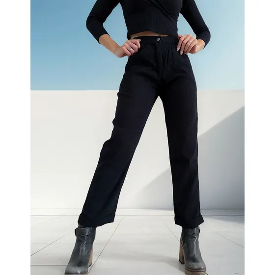 Pantalon De Corderoy Para Dama Con Pinzas
