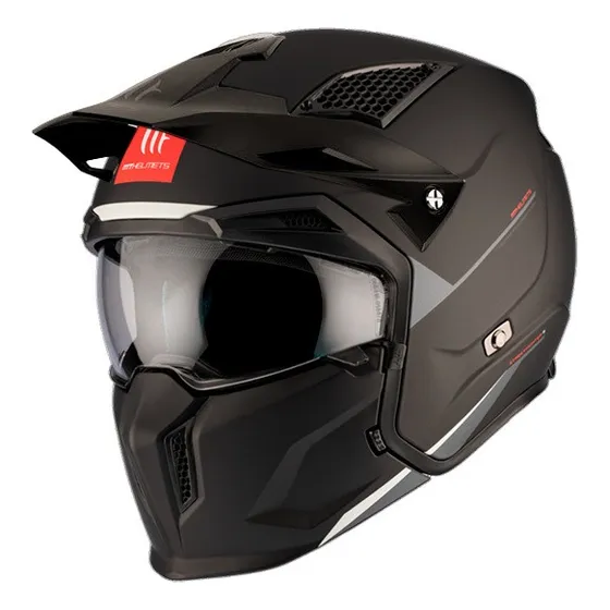Casco Modular Para Moto Mt Helmets Streetfighter Solid Negro
