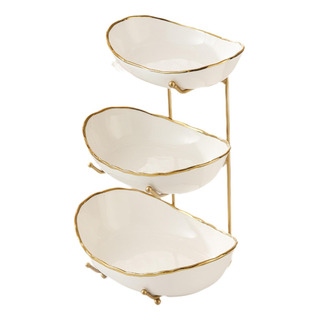 Tazón De Frutas Para De La Cocina, Soporte De Golden 3 Capa Tazón De Frutas Para De La Cocina, Soporte De Golden 3 Capa