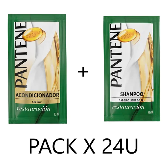 Pantene Shampoo + Acondicionador Sachet 10ml Pack X 24 Hotel