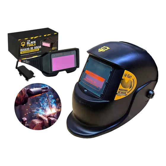 Máscara De Solda E Óculos Automático Kit